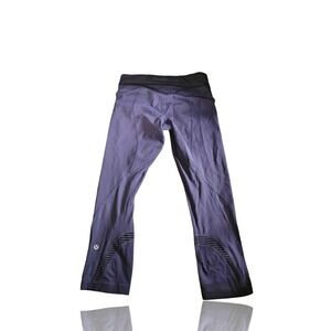 Lululemon Run Inspire Crop II Purple Mesh Yoga Running Leggings Size 8